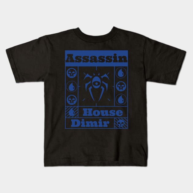 House Dimir | Assassin | MTG Guild Blue on Black Design Kids T-Shirt by ChristophZombie